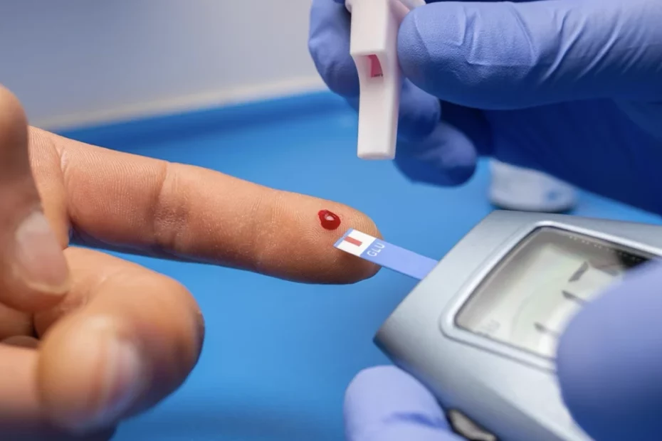 Uma pessoa está fazendo um exame de sangue em um laboratório para Reversão do Diabetes.